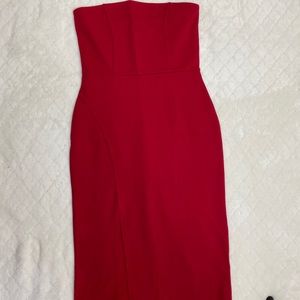 Strapless red dress